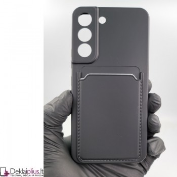 Švelnus silikoninis dėklas su kišenėle - juodas (Samsung S22)